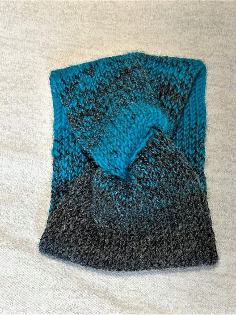 Handmade Knit Hat in Teal and Black